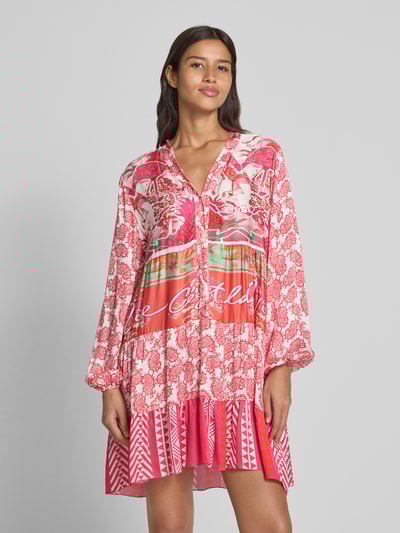 miss goodlife Knielanges Tunikakleid aus Viskose mit Knopfleiste Pink 4