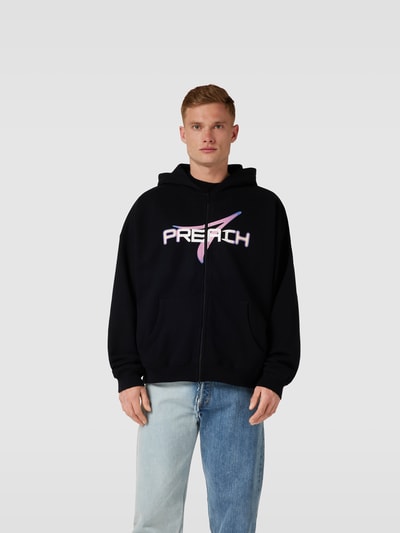 Preach Oversized Sweatjacke mit Label-Print Black 4