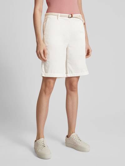 Christian Berg Woman Bermuda in effen design met riem Offwhite - 4