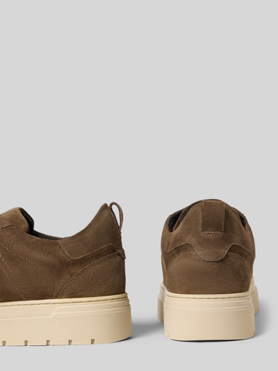 Produktfoto, Sneaker aus echtem Leder Modell 'Moose' von Antony Morato in braun, geprofileerde zool, vetersluiting, heren pasvorm, hakhoogte maat 44: 4 cm, schachthoogte: 9 cm, schachtbreedte: 8 cm