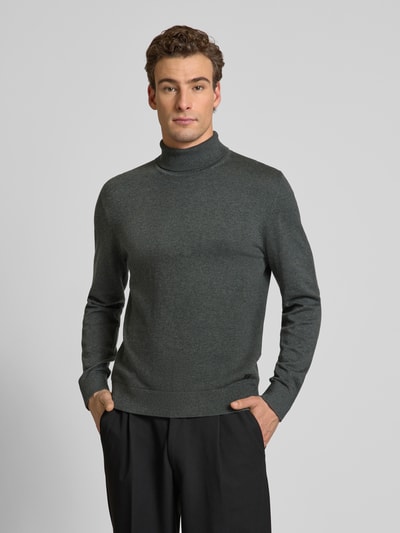 s.Oliver RED LABEL Regular Fit Rollkragenpullover aus Baumwolle mit gerippten Abschlüssen Anthrazit 4