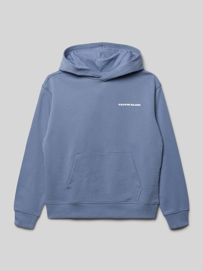 Calvin Klein Jeans Bluza z kapturem o kroju relaxed fit z nadrukiem z logo Szaroniebieski 1