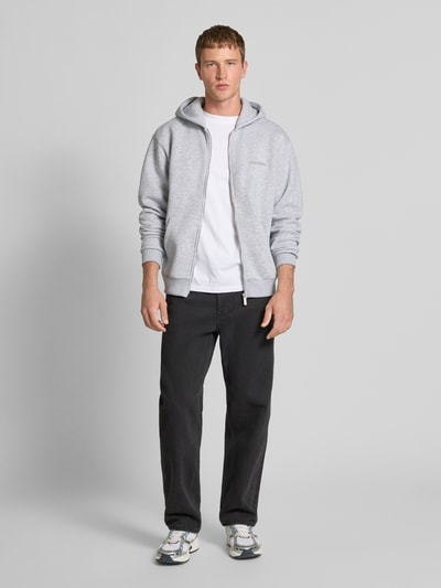 REVIEW Bluza rozpinana o kroju regular fit z aplikacją z logo Jasnoszary melanż 1