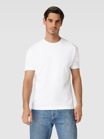 Drykorn T-shirt met geribde ronde hals, model 'THILO' Wit - 4