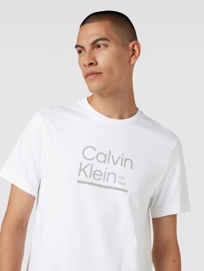 Ck Calvin Klein T Shirt Van Katoen Met Labeldetail In Wit Online Kopen Pandc 9543