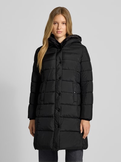 Christian Berg Woman Selection Gewateerde lange jas met imitatiebont en steekzakken Zwart - 4