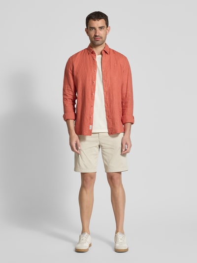 BOSS Orange Korte slim fit chino met ceintuurlussen Ecru - 1