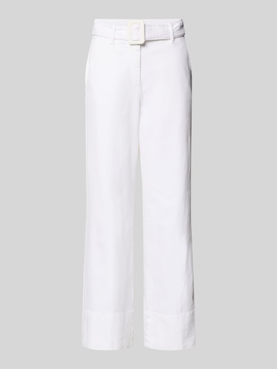 Produktfoto, Jeans met Stoffen riem van Marella, dames jeans, wit, Mix van katoen en elastaan, recht model, steekzakken, achterzakken, bandwijdte maat 36: 36 cm, binnenbeenlengte: 72 cm.