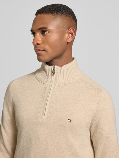 Tommy Hilfiger Regular Fit Troyer aus reiner Wolle Offwhite 3