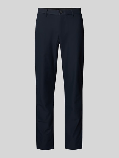 Produktfoto, Straight Leg Broek uit ademend materiaal Model 'Denton' van Tommy Hilfiger, effen kleur, steekzakken, riemlussen, knoop- en ritssluiting, logoprint, achterzakken.