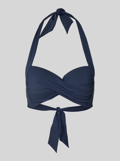 Produktfoto, Bikini Oberteil mit Raffungen Modell 'Twist' von Seafolly, granatowy, elastyczny materiał, wiązany neckholder, detalowe marszczenia