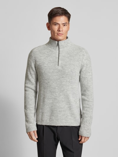 CK Calvin Klein Strickpullover mit Woll-Anteil und Troyer-Kragen Hellgrau 4