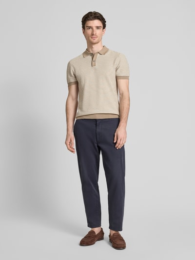 Christian Berg Men Poloshirt mit kurzer Knopfleiste Taupe 1