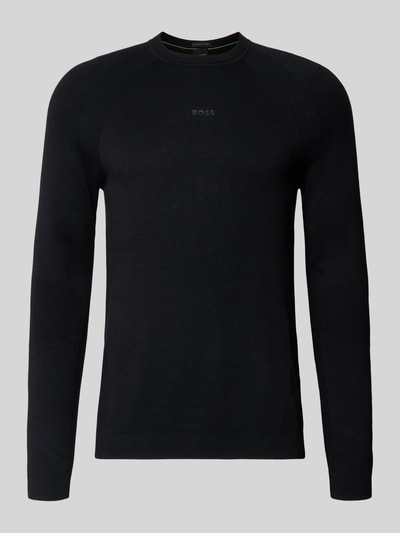 BOSS Green Sweter z dzianiny o kroju regular fit z dodatkiem wełny Czarny 2