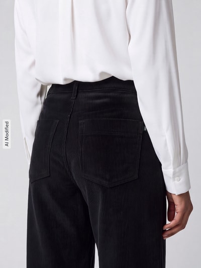 MAC Wide Leg Cordhose mit Gürtelschlaufen Modell 'Palazzo' Black 3