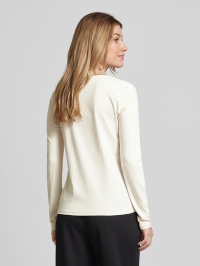 monari Shirt met lange mouwen en geribde ronde hals Offwhite - 5