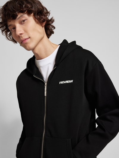 REVIEW Essentials hoodie met ritssluiting en logo Zwart - 3