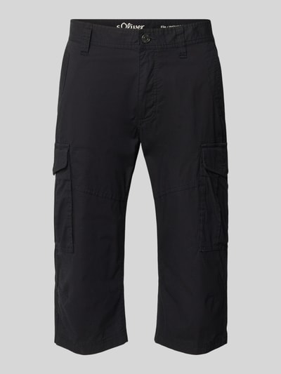 Produktfoto, Relaxed Fit Cargoshorts aus Baumwoll-Mix von s.Oliver BLACK LABEL in Optik: Unifarben mit Label-Patch und seitlichen Eingrifftaschen, Materialverarbeitung: Popeline