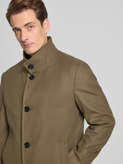 Strellson Regular fit lange jas met opstaande kraag, model 'Finchley' Olijfgroen - 3