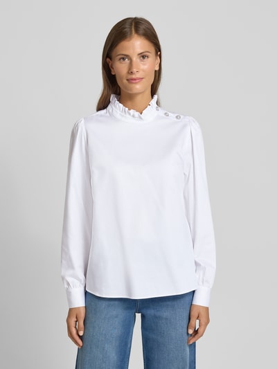 Rich & Royal Regular Fit Bluse mit Stehkragen Weiss 4