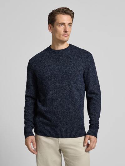 Casual Friday Gebreide pullover met ribboorden, model 'BRIAN' Marineblauw gemêleerd - 4