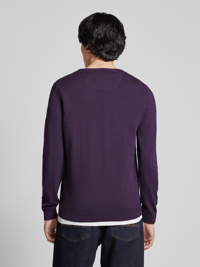 s.Oliver RED LABEL Gebreide pullover met ribboorden Aubergine - 5