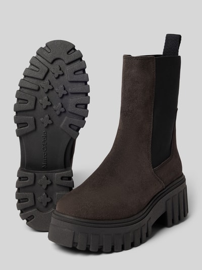 Produktfoto, dunkelbraune Chelseas aus echtem Rindsleder Modell 'Valva 5' von Marc O'Polo, strukturierte Gummisohle, Damen Chelseas von Marc O'Polo