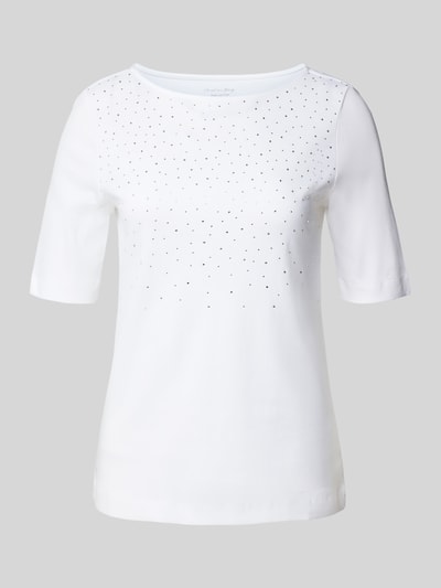 Christian Berg Woman T-shirt z obszyciem ozdobnymi kamieniami i okrągłym dekoltem Biały 2