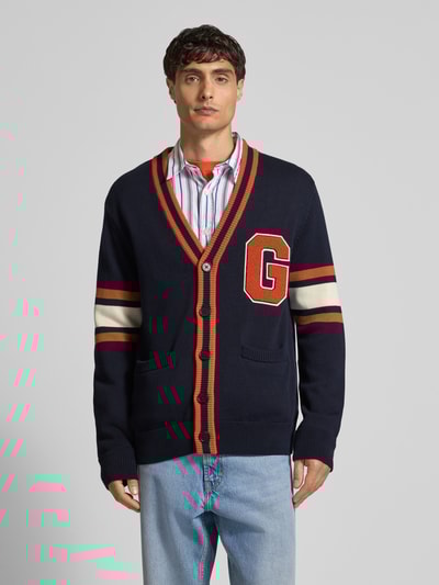 Gant Strickjacke mit V-Ausschnitt und Eingrifftaschen Dunkelblau 4