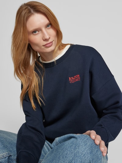 Tom Tailor Denim Regular fit sweatshirt van puur katoen Donkerblauw - 3