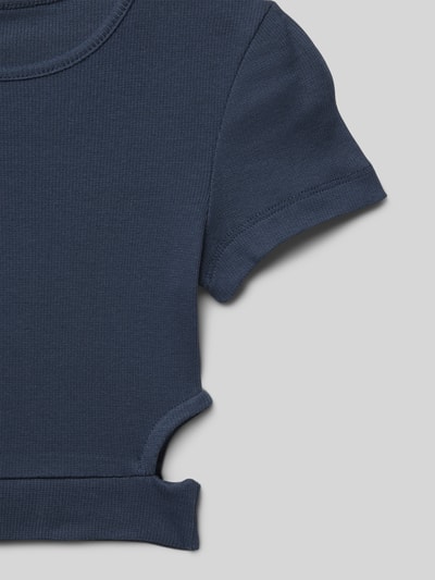 Blue Effect Cropped T-Shirt mit Cut Out Marine 2