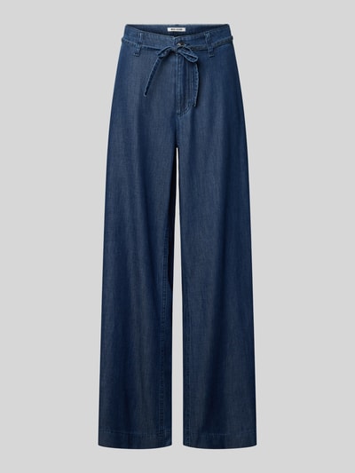 Produktfoto, Wide Leg Jeans mit Bindegürtel Modell 'Wendy' von MAC aus blauem Baumwoll-Lyocell-Mix, feste Struktur, Damen Jeans, Bundweite 41 cm, Innenbeinlänge 78 cm
