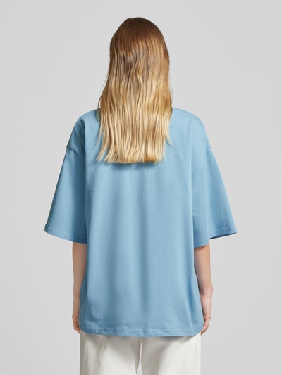 Review Oversized T-Shirt mit Label-Print Rauchblau 5