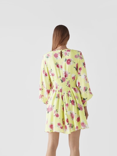 ROTATE BIRGER CHRISTENSEN Minikleid mit floralem Allover-Muster Hellgelb 5