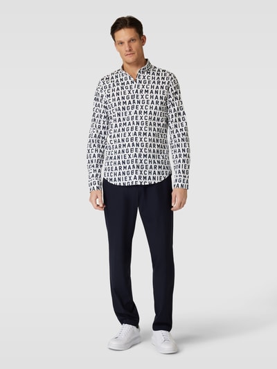 ARMANI EXCHANGE Slim fit vrijetijdsoverhemd met all-over labelmotief, model 'ZNEAZ' Wit - 1