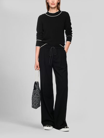 Marc Cain Regular fit pullover van wol alpaca met contrasterende strepen Zwart - 1
