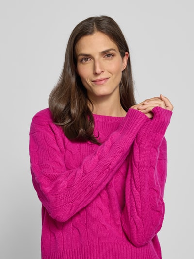 Polo Ralph Lauren Gebreide pullover van een mix van katoen en kasjmier met kabelpatroon Felroze - 3