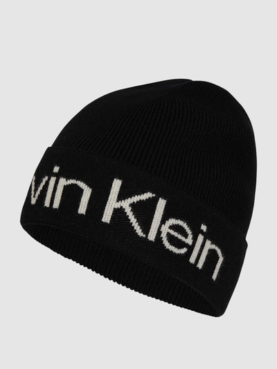 CK Calvin Klein Czapka beanie z domieszką kaszmiru  Czarny 1