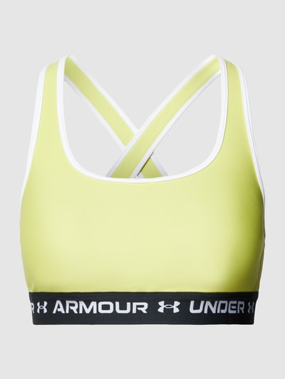 Under Armour Biustonosz sportowy z elastycznym pasem z logo model ‘Crossback’ Musztardowy 1