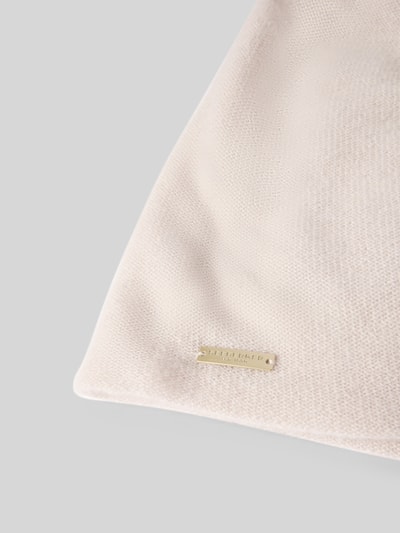 Productfoto, Doppelt gestrickte Beanie aus reinem Kaschmir van Seeberger in lichtbeige met Labeldetail in metallic, tricotlook