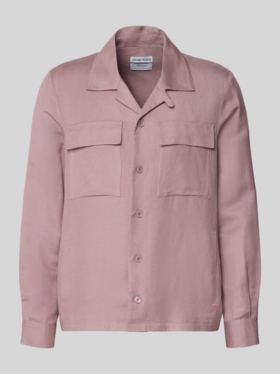 Produktfoto, Regular Fit Hemdjacke aus Leinen-Viskose-Mix Modell 'ANTIGUA' von Antony Morato in Rosa mit Reverskragen und Brusttaschen, Rückenlänge bei Größe 50 72 cm.