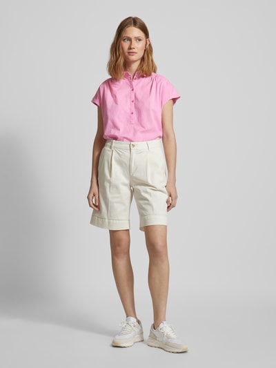 Milano Italy Bluse aus Baumwoll-Leinen-Mix in unifarbenem Design Pink 1
