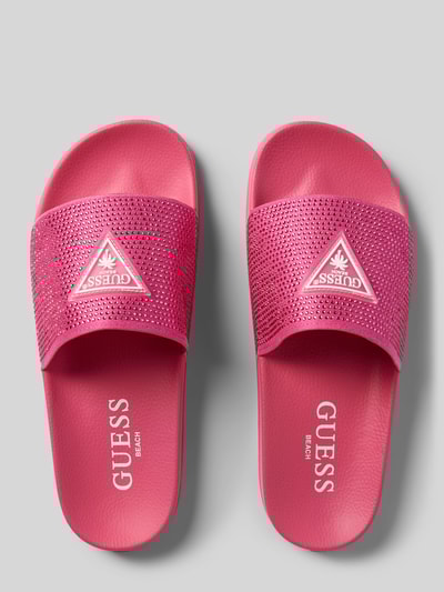 Guess Slides mit Label-Applikation Pink 3