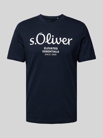 s.Oliver RED LABEL T-shirt met labelprint Marineblauw - 2