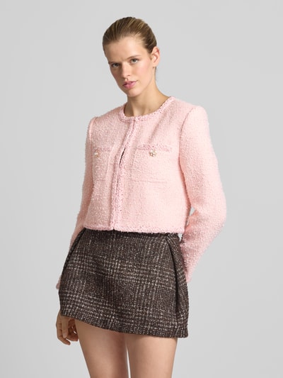 Self-Portrait Cropped Jacke in Bouclé-Optik Pink 4