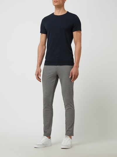 Casual Friday Slim fit T-shirt met stretch, model 'David' Marineblauw - 1