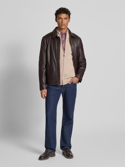 Christian Berg Men Wollen jas met opstaande kraag Zand gemêleerd - 1