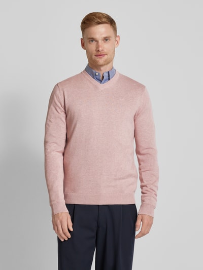 Tom Tailor Regular fit gebreide pullover met V-hals Roze - 4