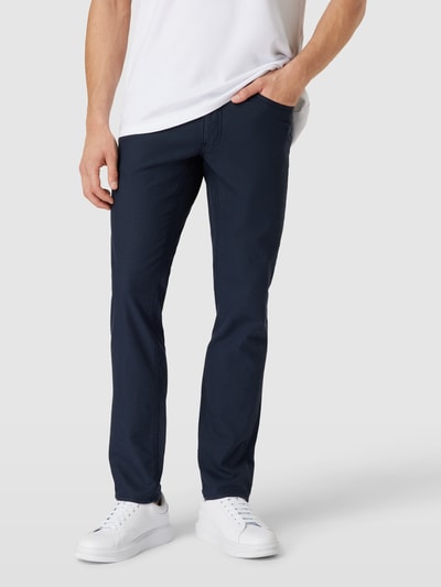 Brax Regular fit stoffen broek met structuurmotief, model 'Chuck' Marineblauw - 4