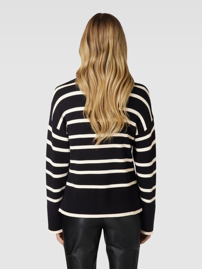 Vero Moda Oversized gebreide pullover met streepmotief, model 'SABA' Zwart - 5